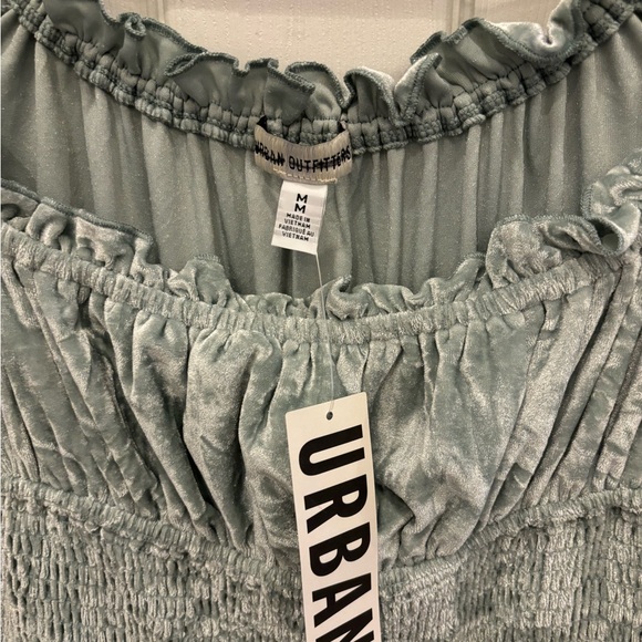 Urban Outfitters Rosie Velvet Romper Color- Sky - Picture 7 of 8